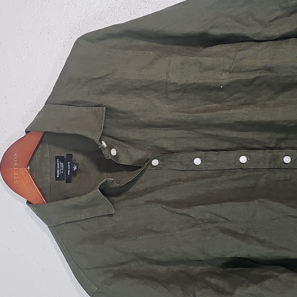 Baird Mcnutt 100% Linen Olive Green Button-Up Shirt. - Picture 2 of 7